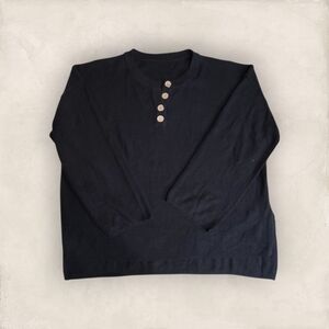 Athmile 3/4 Sleeve Knitted Black Sweatshirt Size XL